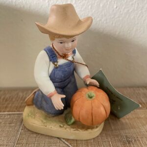 Charming Cowboy Figurine with Pumpkin by Homeco denim days